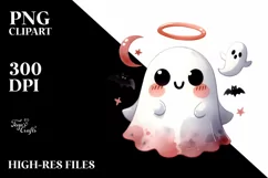 Funny Halloween Ghost Clipart PNG Product Image 1