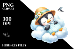 Baby Penguin on Cloud Sleeping | Clipart Product Image 2