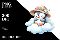 Baby Penguin on Cloud Sleeping | Clipart Product Image 2