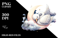 Baby Swan Sleeping on Moon PNG Product Image 2