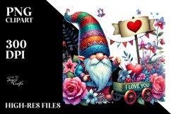 Colorful Watercolor Digital Painting with Valentines Gnome Product Image 2