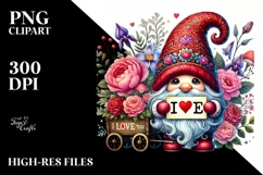 Colorful Watercolor Digital Painting with Valentines Gnome Product Image 2