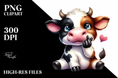Funny Cow Watercolor Sticker Clipart Product Image 3