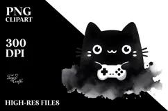 Washed Watercolor Black Cat, High-Res PNG Product Image 2