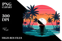 Retro Tropical Beach Sunset, 20 oz Tumbler Product Image 2