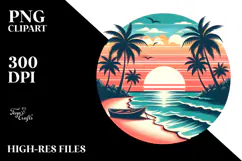 Retro Tropical Beach Sunset, 20 oz Tumbler Product Image 2