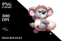Cartoony Koala with Flower Crown PNG Product Image 2