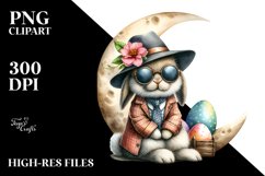 Sitting Bunny on Half Moon PNG Product Image 2