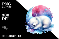 Baby Polar Bear on Moon Sleeping | Clipart Product Image 2