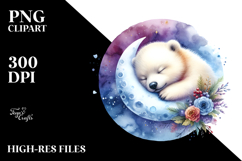 Baby Polar Bear on Moon Sleeping | Clipart Product Image 2