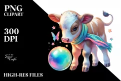 Colorful Baby Cow with Magic Orb, PNG Product Image 1