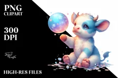 Colorful Baby Cow with Magic Orb, PNG Product Image 3