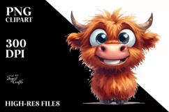 Funny Expressive Highland Cow, Transparent PNG Product Image 1