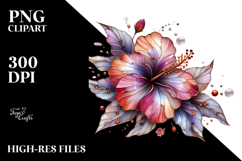 Material Hibiscus with Metallic Insertions PNG Product Image 2