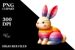 Colorful Bunny Wood PNG Product Image 2