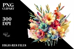 Colorfull Watercolor Bouquet with Gladiolus | Sublimation | Product Image 1