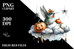 Halloween Hummingbird on Cloud PNG Product Image 2
