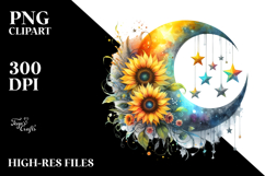 Colorful Half Moon with Sunflowers PNG Product Image 2