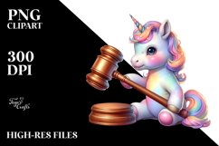 Baby Unicorn with Gavel PNG Product Image 1