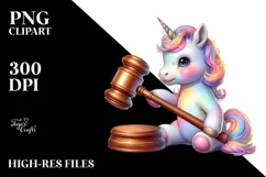 Baby Unicorn with Gavel PNG Product Image 1
