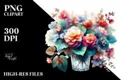 Abstract Watercolor Filled with Begonia Clipart Product Image 1