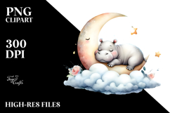 Whimsical Baby Hippo Sleeping PNG Product Image 2