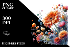 Artistic Gerbera Watercolor Abstract PNG Product Image 2