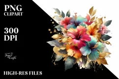 Colorful Abstract Bouquet Gold Foil Clipart Product Image 3