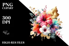 Colorful Abstract Bouquet Gold Foil Clipart Product Image 1