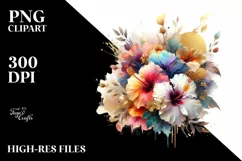 Colorful Abstract Bouquet Gold Foil Clipart Product Image 1