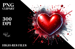 Red Glossy Heart Splashy PNG Product Image 2