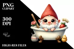 Watercolor Floral and Gnome Bath Tub Clipart Product Image 3