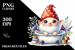Watercolor Floral and Gnome Bath Tub Clipart Product Image 1