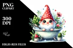 Watercolor Floral and Gnome Bath Tub Clipart Product Image 1