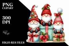 Cute Christmas Gnomes on Presents PNG Product Image 2