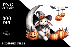 Halloween Bunny on Moon PNG Product Image 2