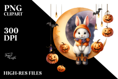 Bunny for Halloween on Moon, PNG Product Image 2