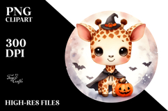 Cute Baby Giraffe Dressed for Halloween, Transparent PNG Product Image 2