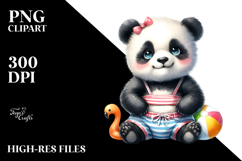Cute Baby Panda in Beachwear PNG Product Image 2
