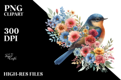 Bird with Flowers PNG Product Image 2