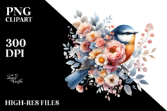 Bird with Flowers PNG Product Image 2