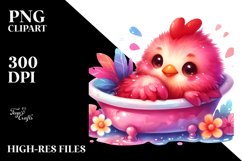 Cuddling Baby Bathtub Rooster PNG Product Image 2
