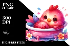 Cuddling Baby Bathtub Rooster PNG Product Image 2
