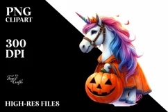 Vibrant Halloween Unicorn Drawing | Sublimation Clipart Product Image 3