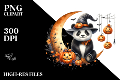 Halloween Panda on Half Moon PNG Product Image 2