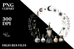 Enchanting Vintage Witch Watercolor PNG Product Image 2