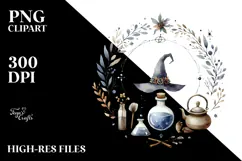 Enchanting Vintage Witch Watercolor PNG Product Image 2