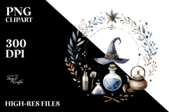 Enchanting Vintage Witch Watercolor PNG Product Image 2
