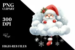 Cute Santa with Snowflakes PNG Product Image 2