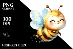 Cute Baby Bee in Watercolor PNG Product Image 2